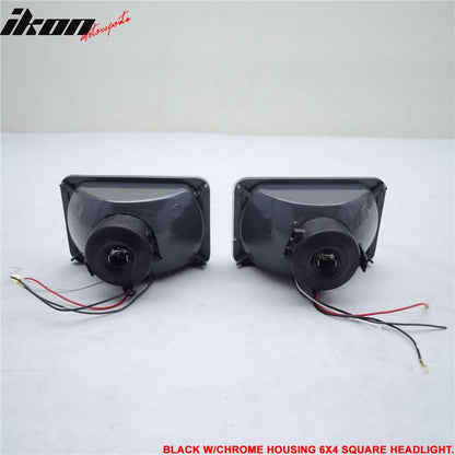 Universal 4X6 Square H4 Headlight Lamp With Halogen Bulb Clear Lens