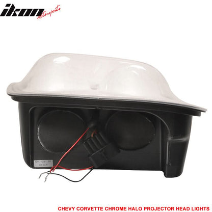 1997-2004 Chevy Corvette C5 Chrome Housing LED Halo Rim Headlight Lamp