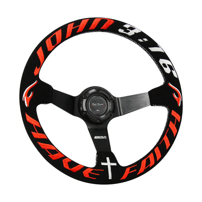 Have Faith Deep Dish 350mm Steering Wheel + Short Hub Adapter Kit For Mustang Focus Fiesta Mazda