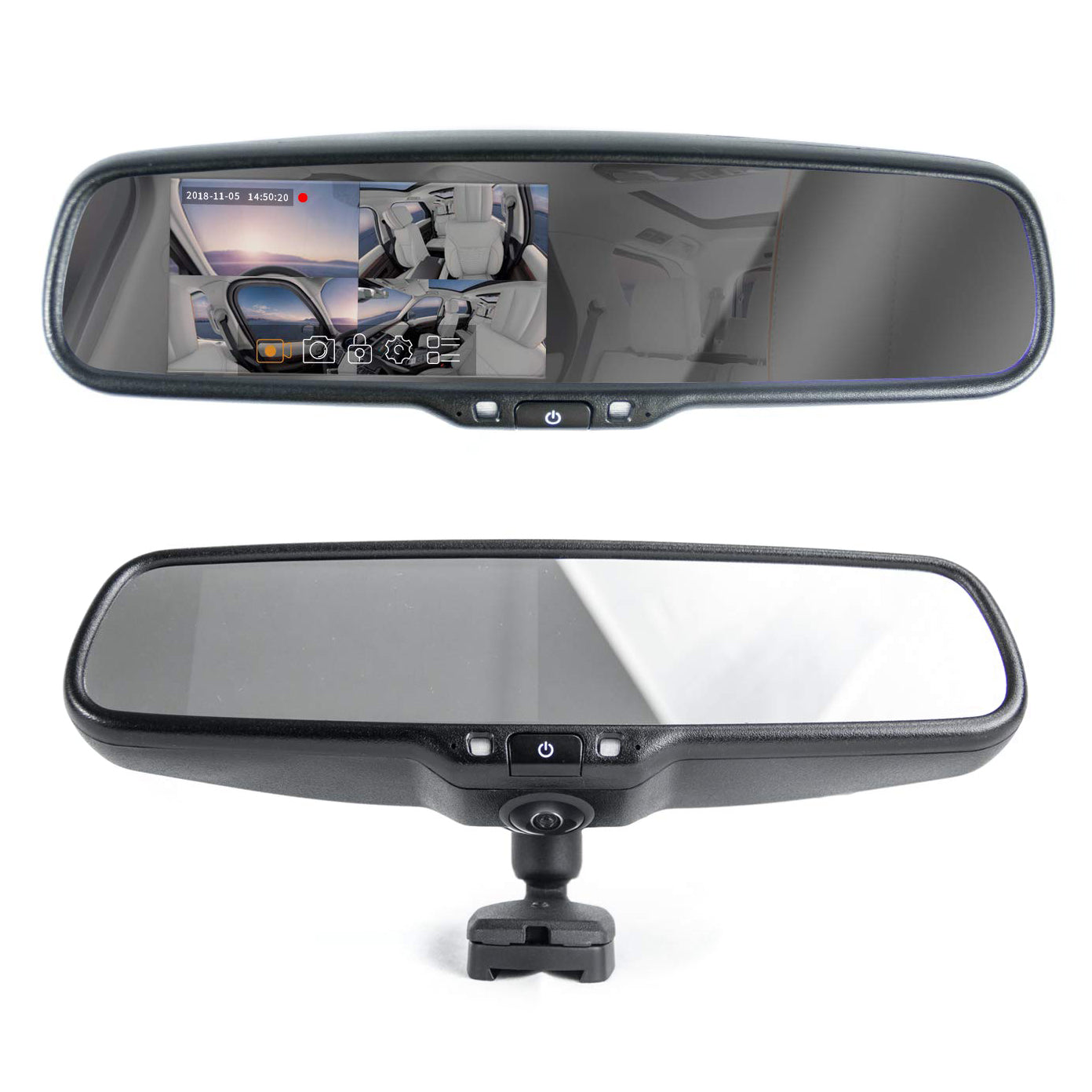 Master Tailgaters Rear View Mirror with Ultra Bright 4.5" Auto Adjusting Brightness LCD + HD 1080p DVR 360° Recorder - Universal Fit
