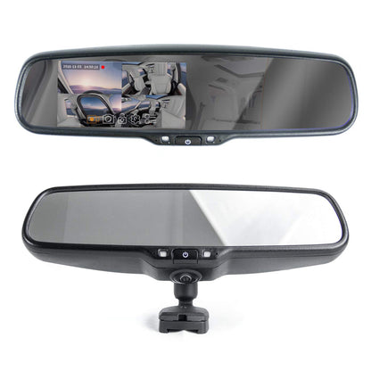 Master Tailgaters Rear View Mirror with Ultra Bright 4.5" Auto Adjusting Brightness LCD + HD 1080p DVR 360° Recorder - Universal Fit
