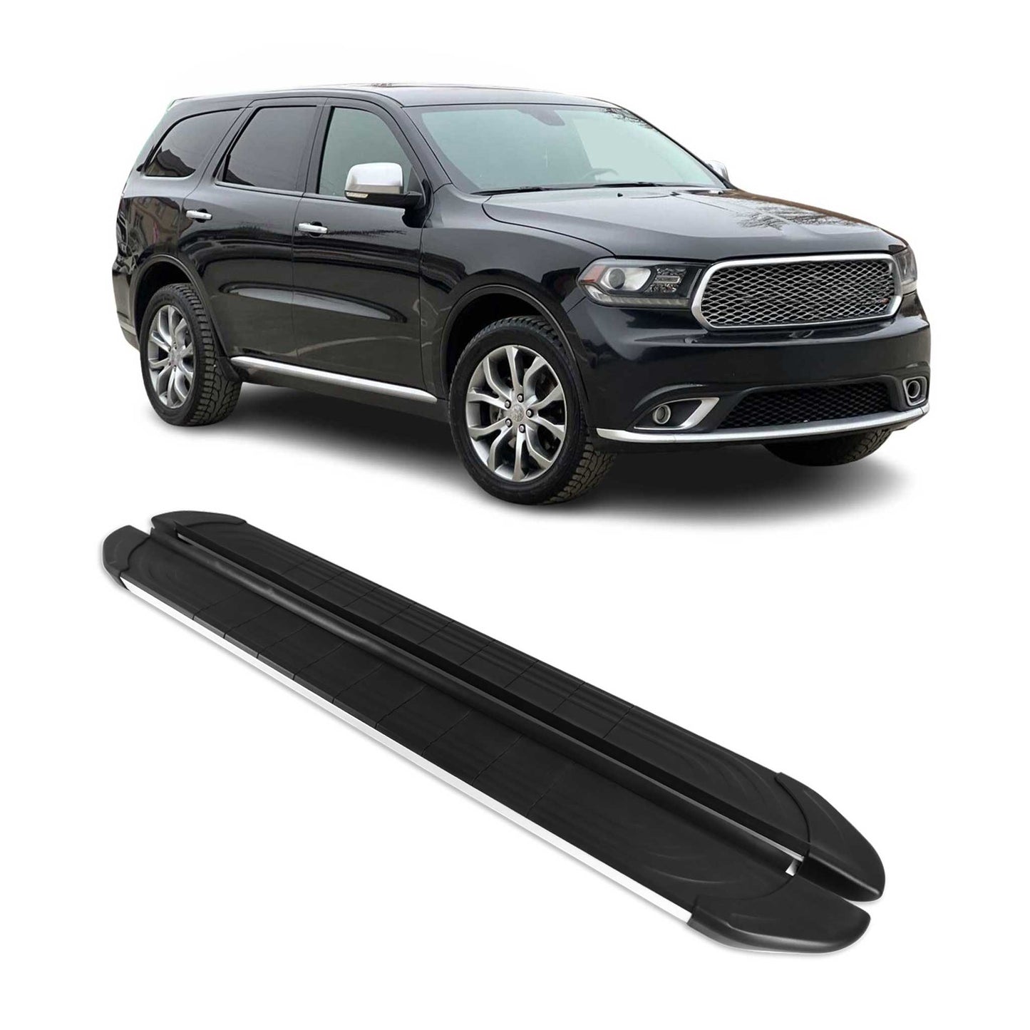 2011-2026 Dodge Durango Side Step Running Board Nerf Bar Silver Black 2x