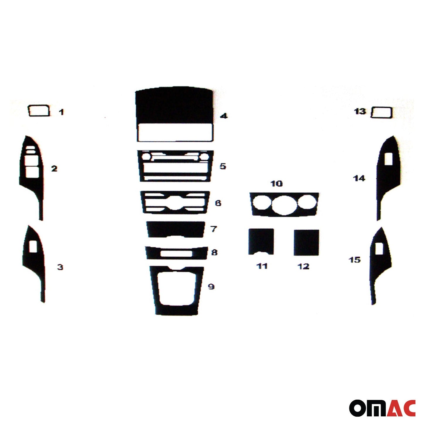 2009-2013 Toyota Corolla Sedan Wooden Look Dashboard Console Trim Kit 15 Pcs