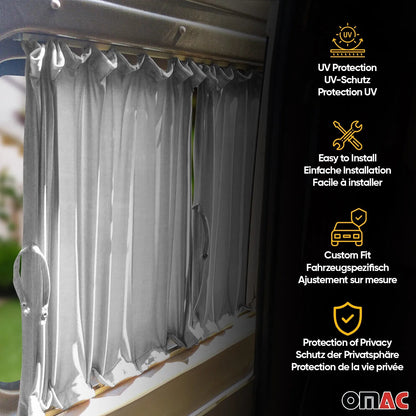 2006-2018 Mercedes Sprinter W906 L3 Long WB Side Window Curtain Gray 14x