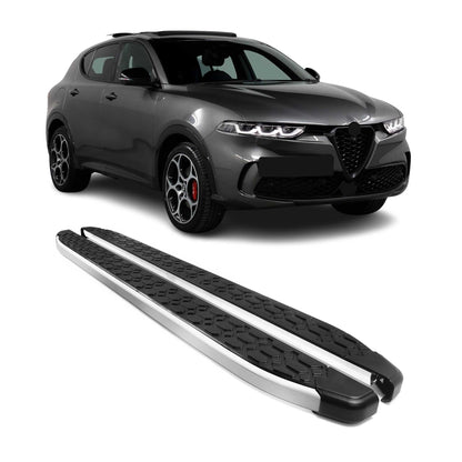 2023-2026 Alfa Romeo Tonale Running Boards Side Steps Silver & Black