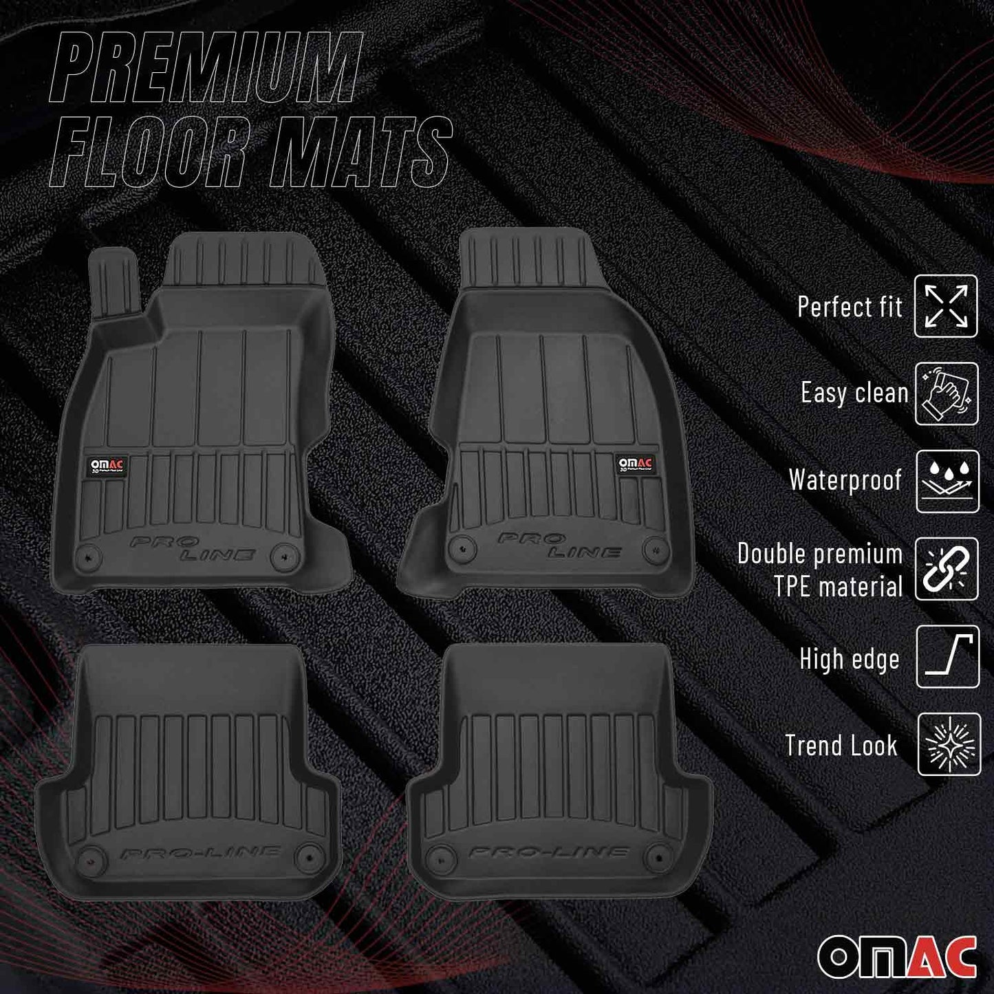 2001-2004 Audi A4 B6 Sedan Premium Floor Mats Liners Full Set All Weather Heavy Duty