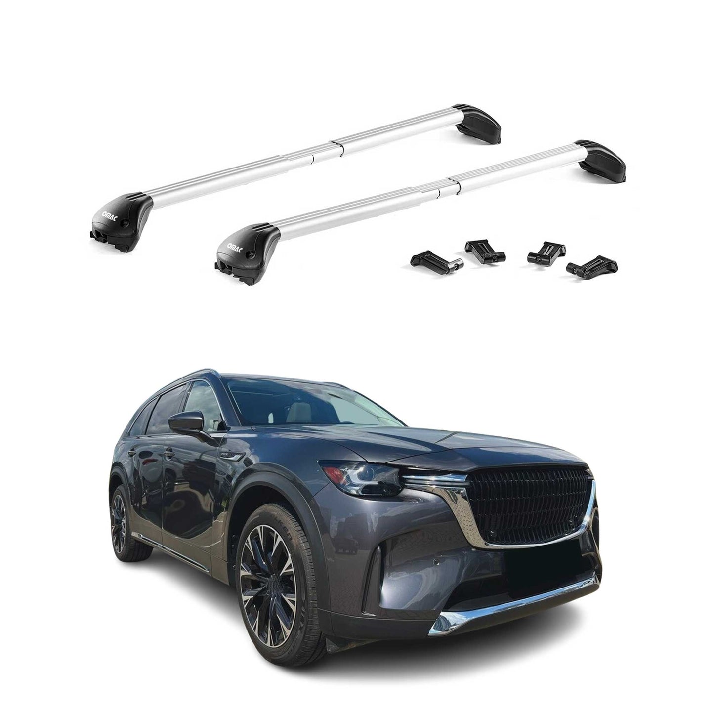 2024-2026 Mazda CX-90 Roof Rack Cross Bars Luggage Carrier Alu Silver 2x