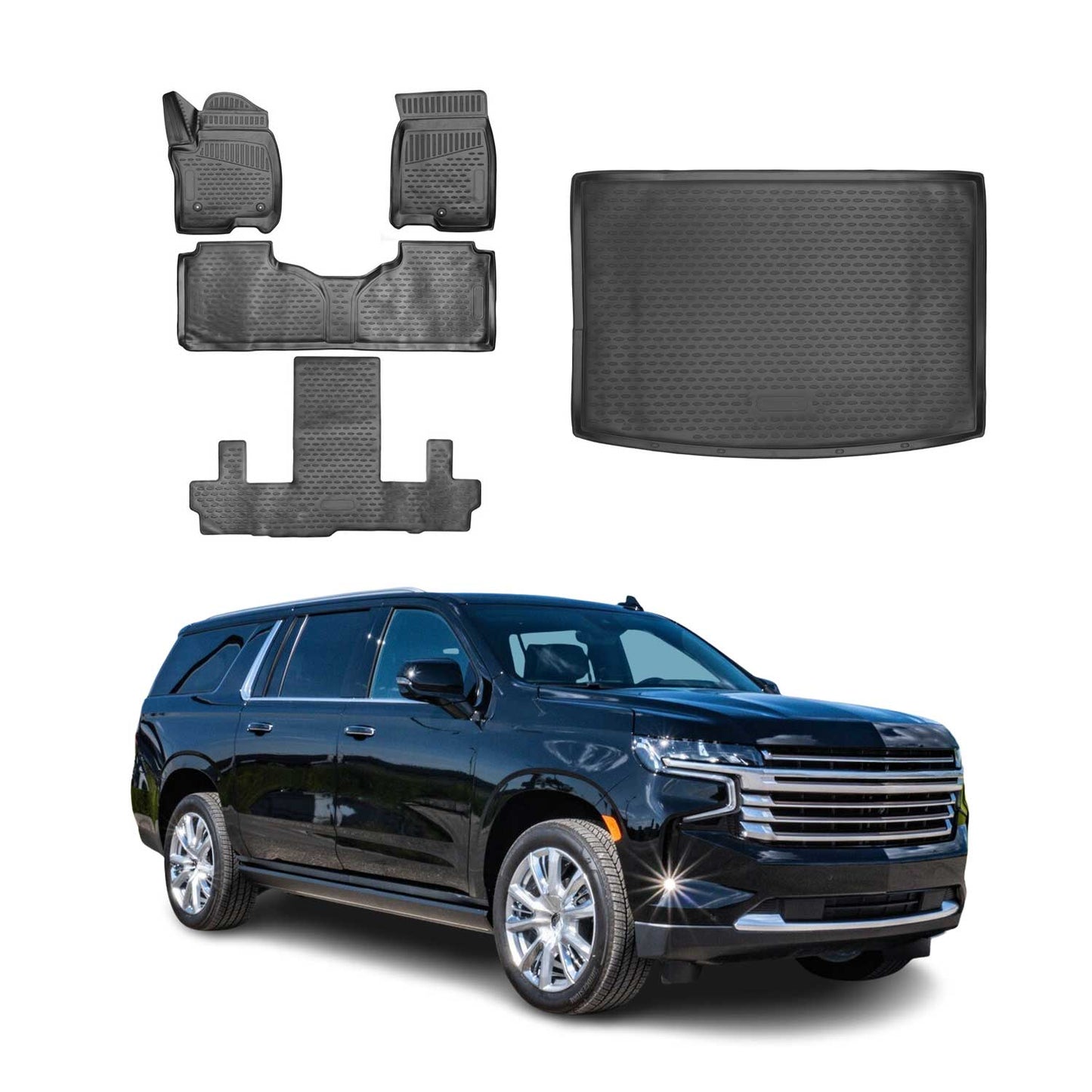 2021-2026 Chevrolet Suburban Floor Mats & Cargo Liner Full Set Black