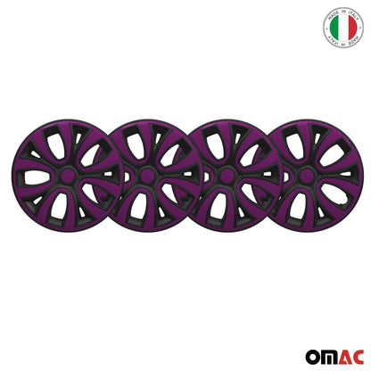 ColorFlex Hub Caps Wheel Cover 14" Black Matt & Violet Full Set 4 pcs.