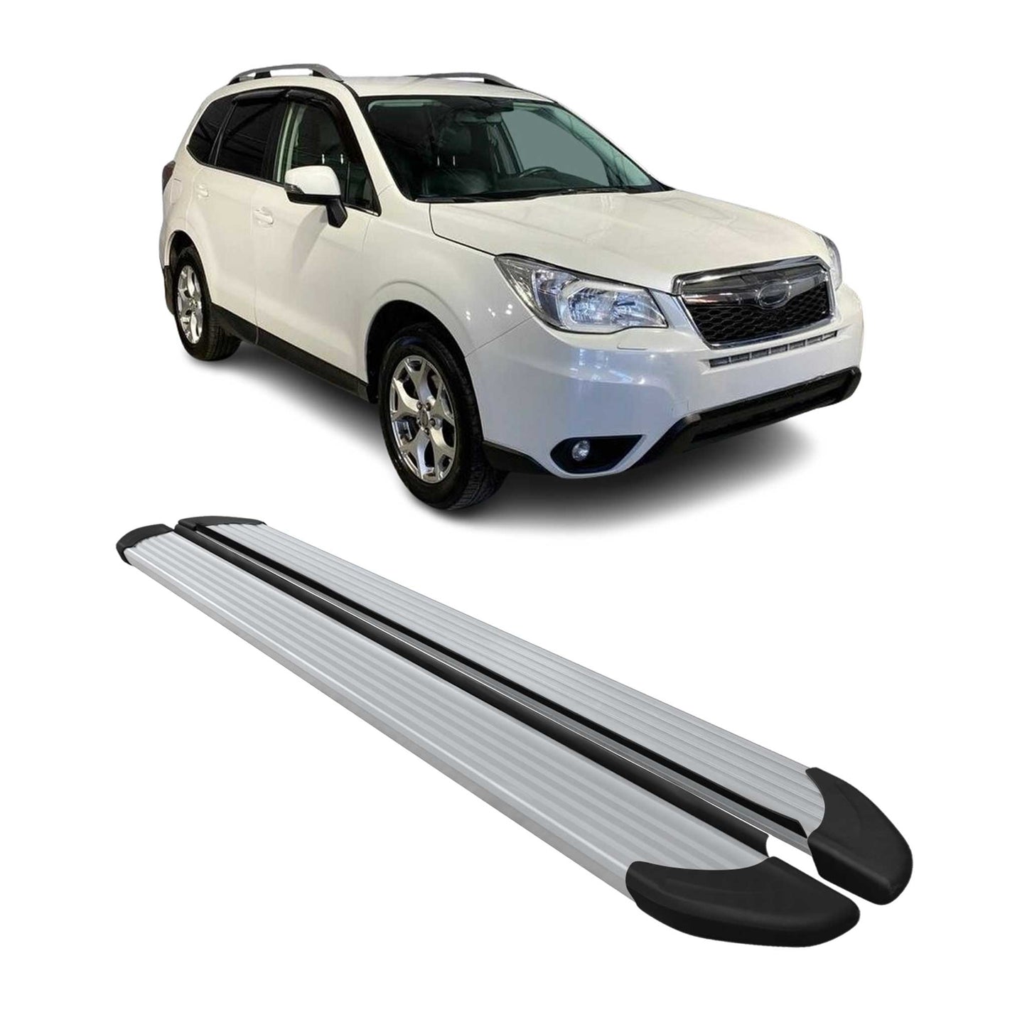 2014-2018 Subaru Forester IV Crosstrek Running Boards Side Steps Silver