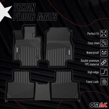 2019-2025 Toyota RAV4 Gas Premium Floor Mats Liners First and Second Row Set Black