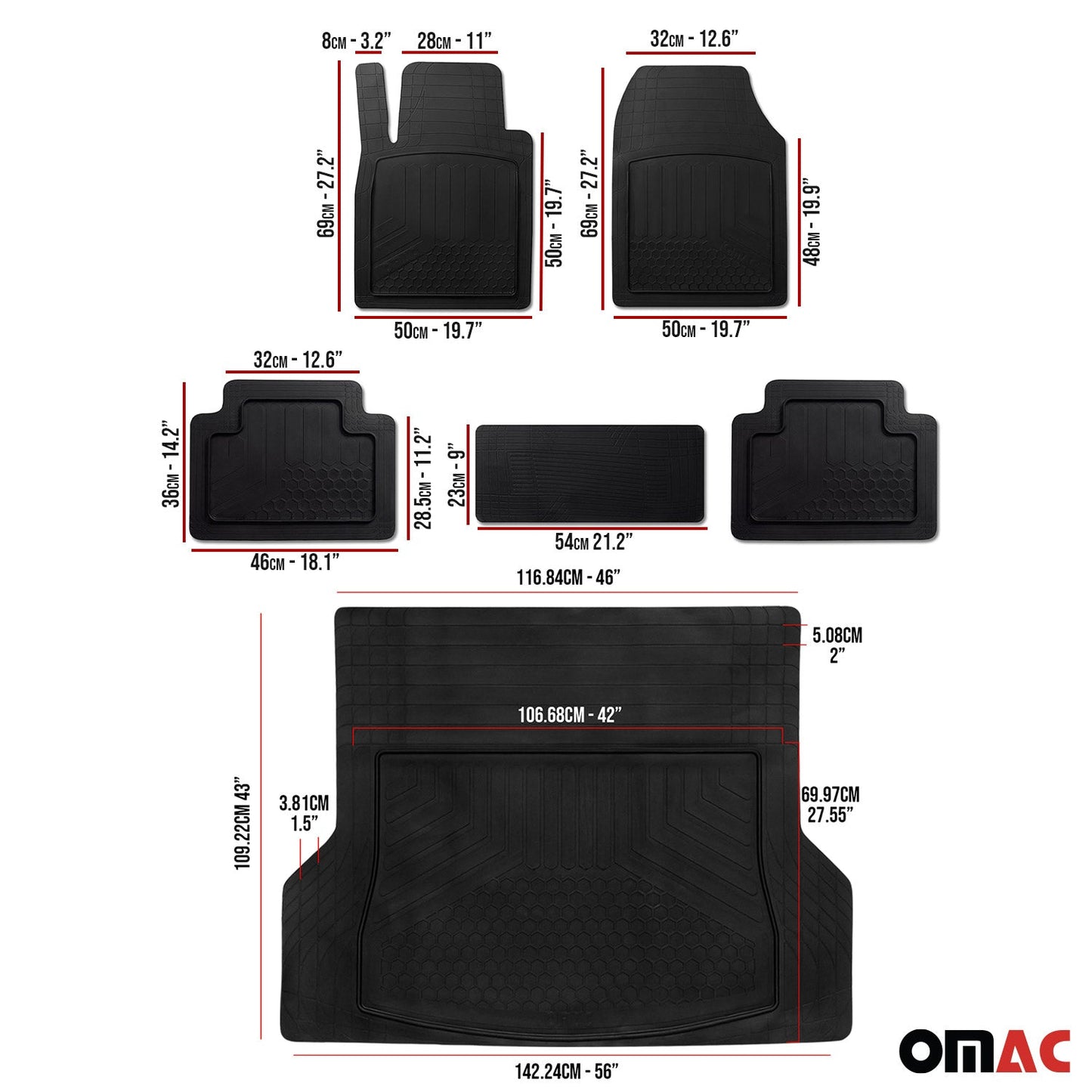 2019-2026 Porsche Cayenne Universal Floor Mats & Cargo Liner Black