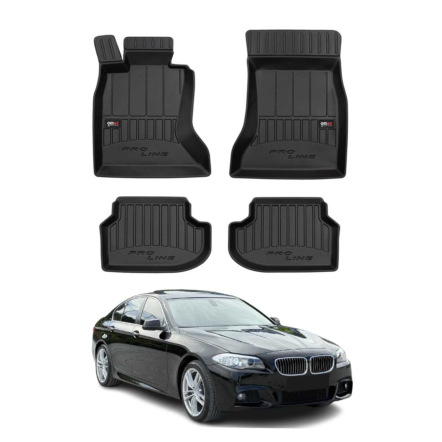 2014-2017 BMW 5 Series F10 xDrive Premium Floor Mats Liners Full Set All Weather Heavy Duty Black