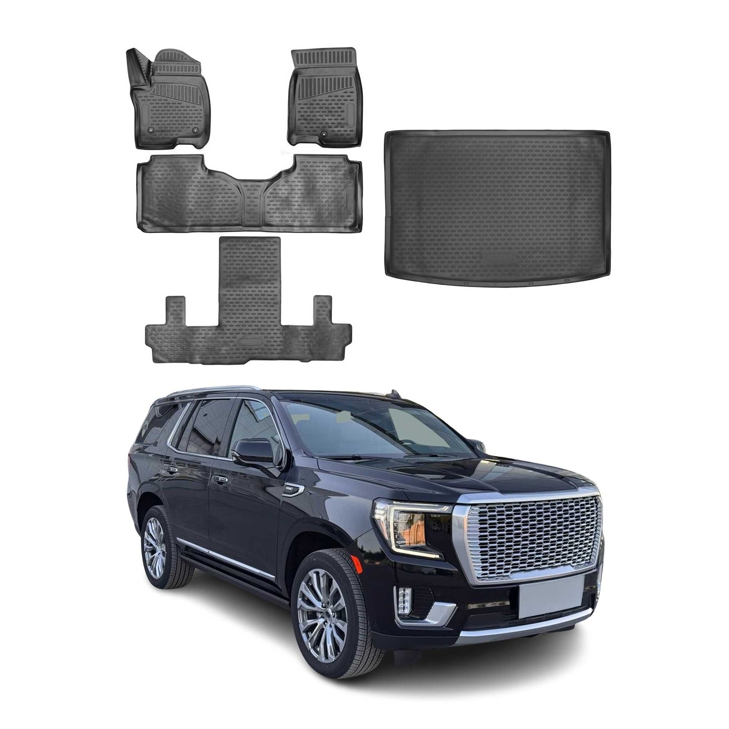 2021-2026 GMC Yukon XL Floor Mats & Cargo Liner Full Set Black
