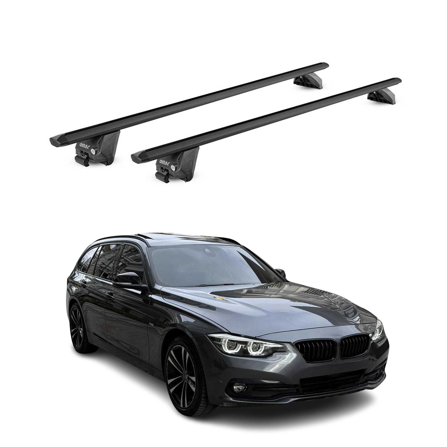 2012-2022 BMW 3 Series F31 G21 Wagon Roof Rack Cross Bars Black