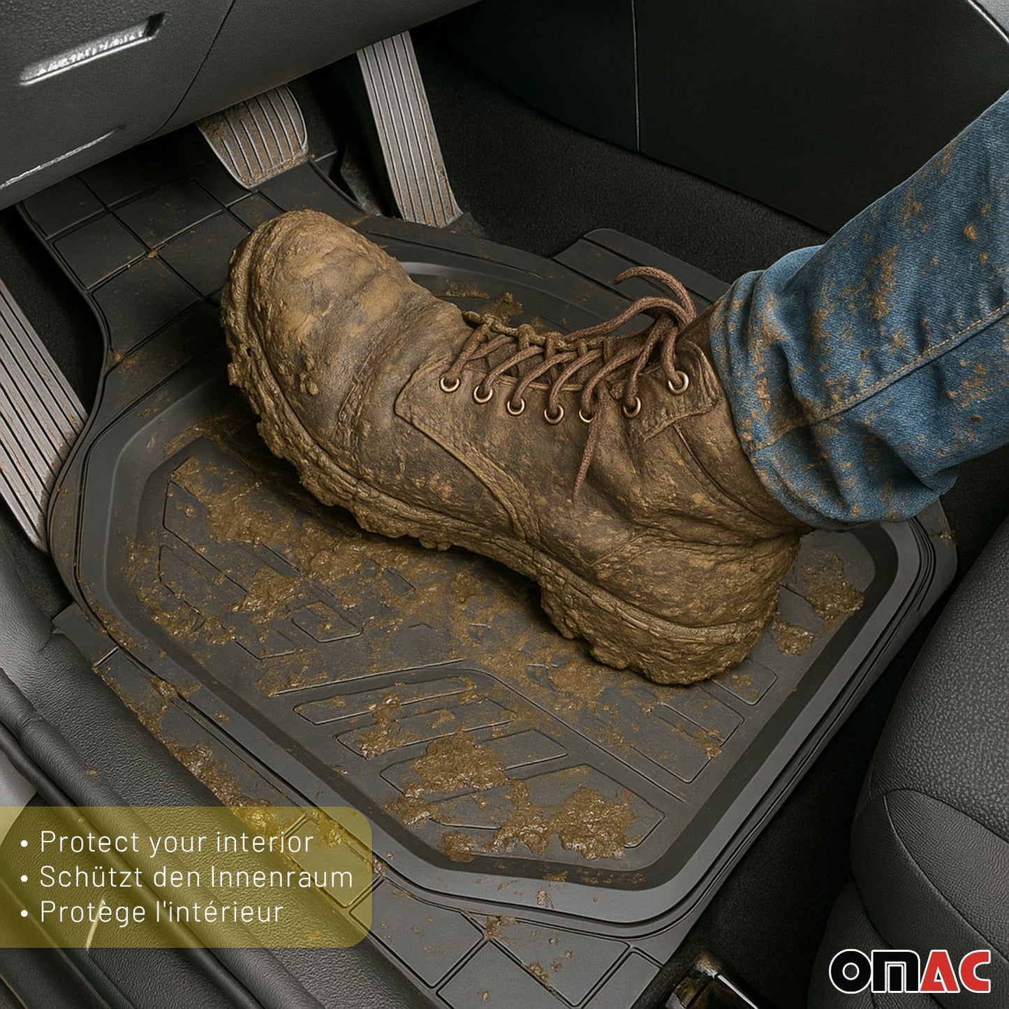 Hyundai Kona Universal Floor Mats Liner All Weather 3D Black Waterproof 4Pcs