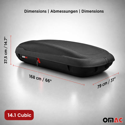 Roof Cargo Box 14.1 Cubic Feet Carbon Fiber Textured