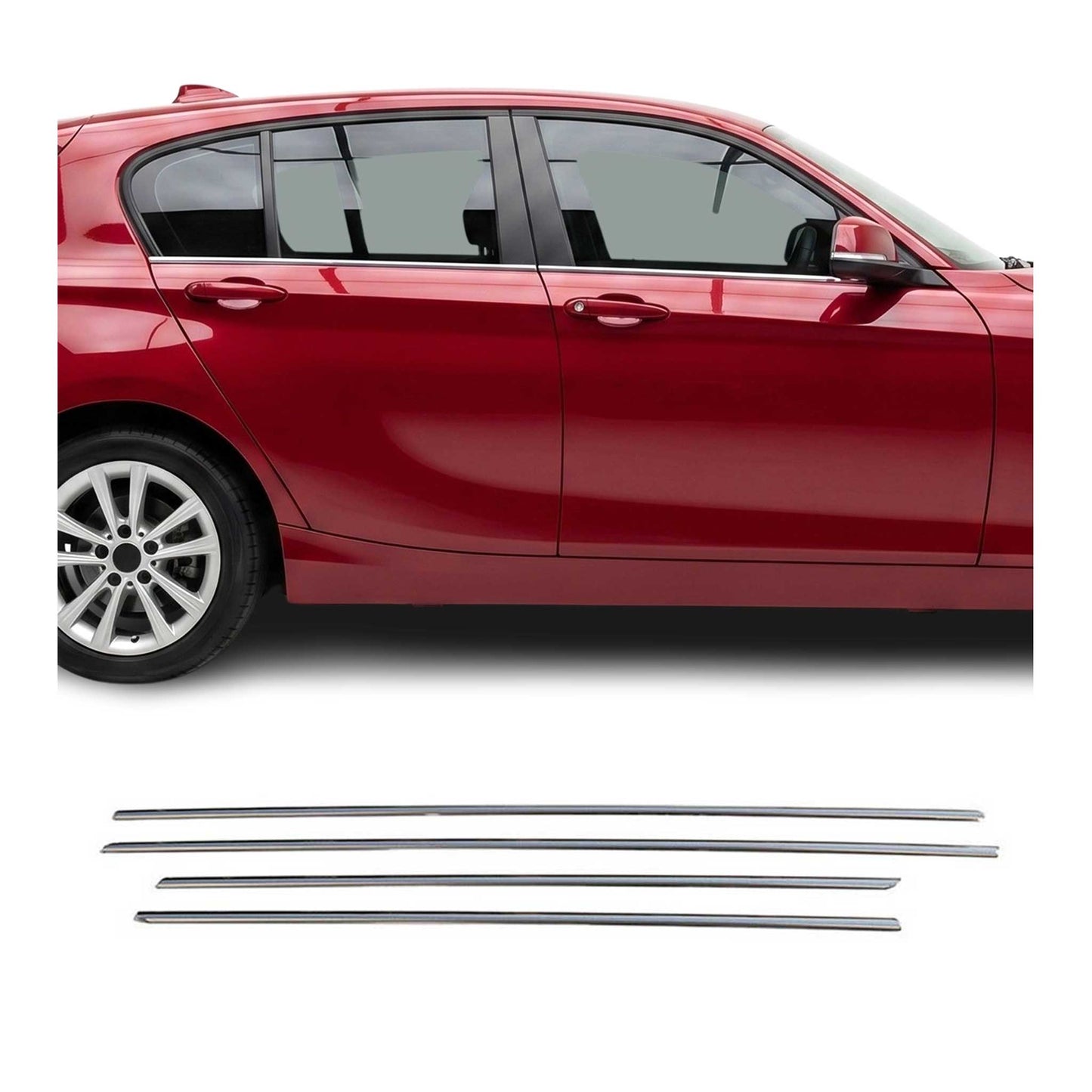 2012-2019 BMW 1 Series F20 Window Molding Trim Streamer Stainless Steel 4x
