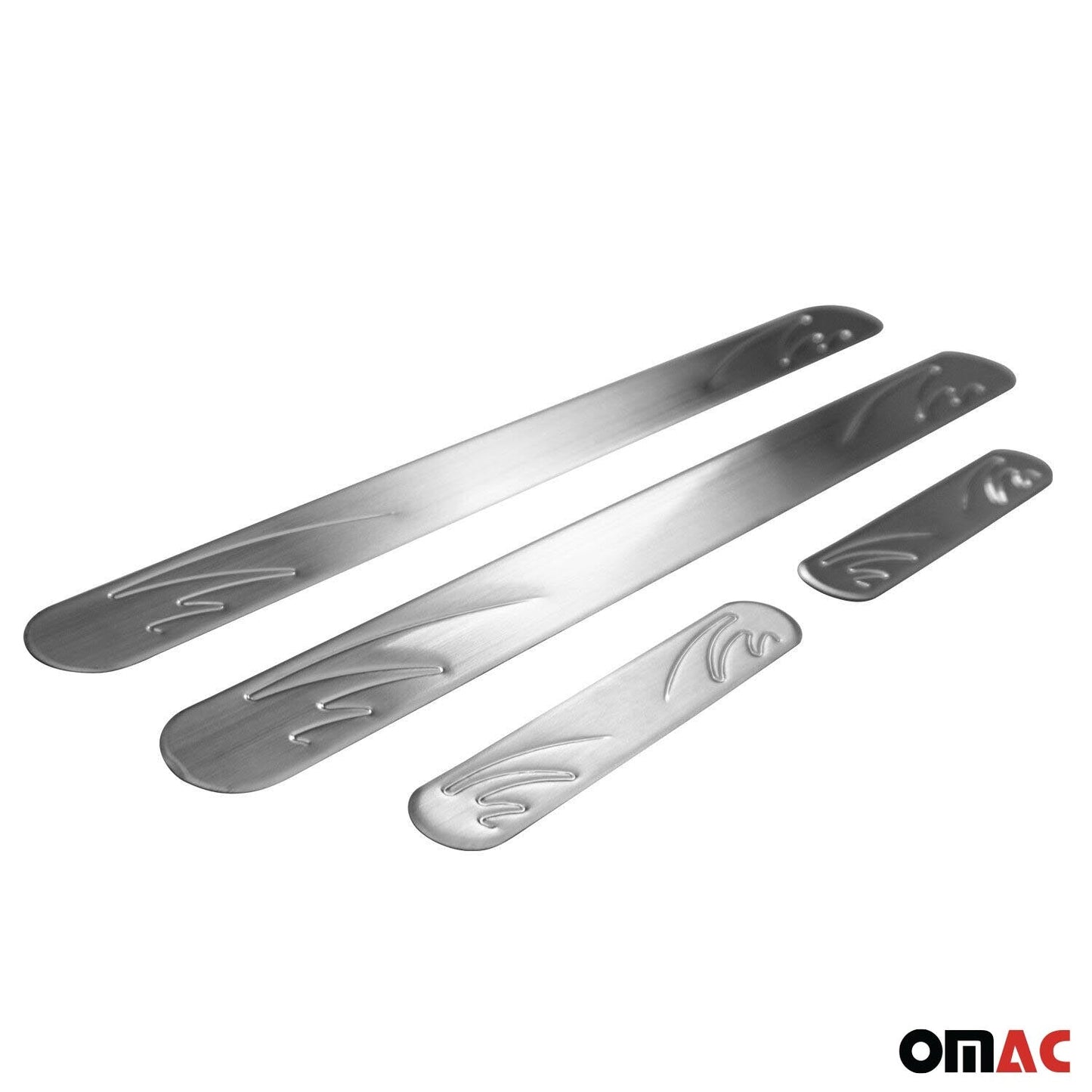 Audi Door Sill Scuff Plate Scratch Protector Stainless Steel Silver Wave 4 Pcs