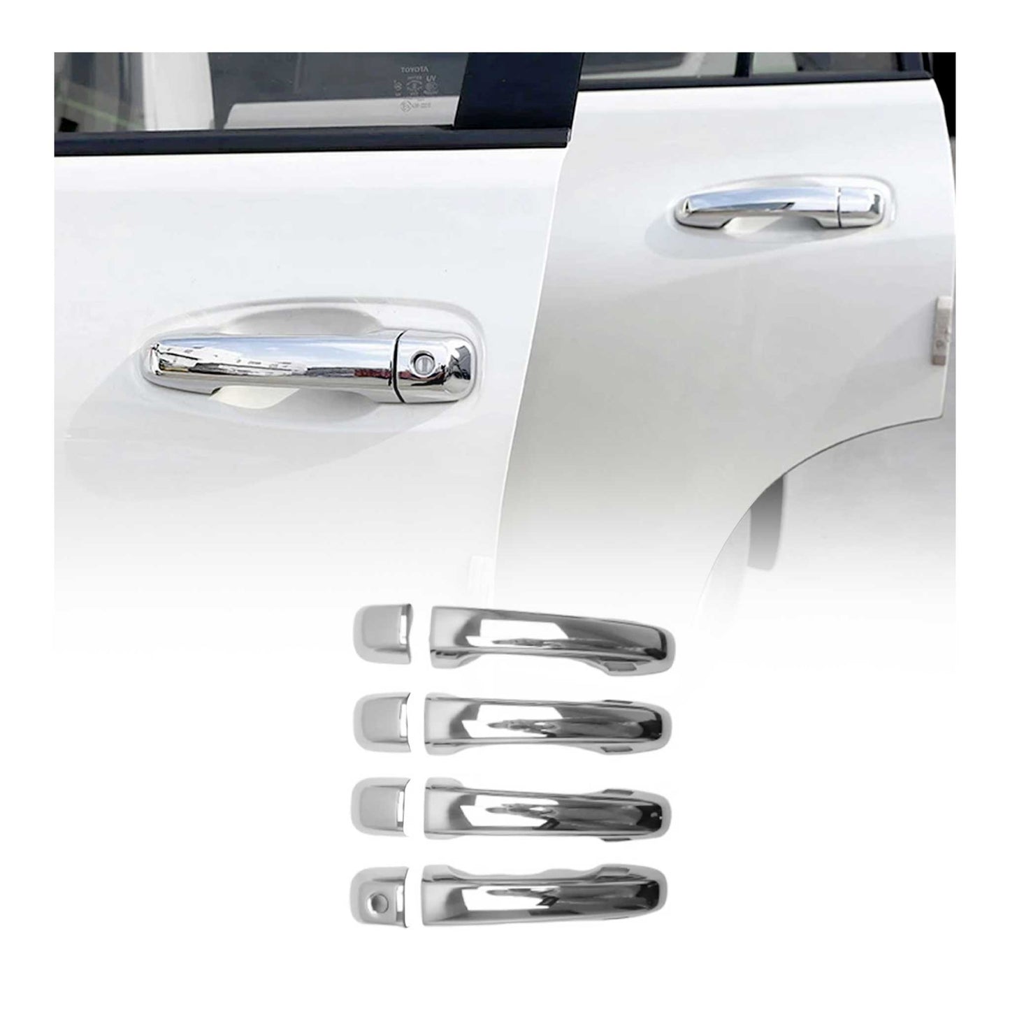 2016-2021 Toyota Land Cruiser Car Door Handle Cover Protector Stainless Steel 8 Pcs