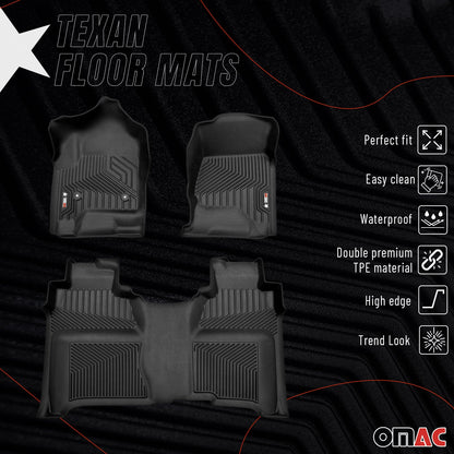2015-2019 Chevrolet Silverado 1500 CrewCab 2014-2018 / 2500HD 3500HD CrewCab Premium Floor Mats Liners First and Second Row Set