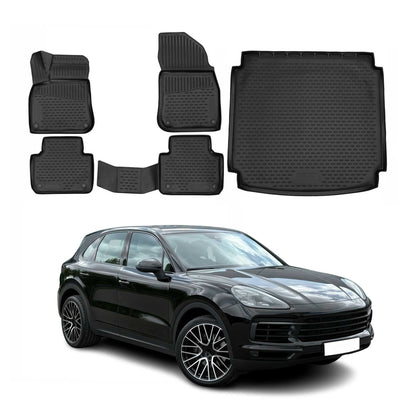2019-2023 Porsche Cayenne 3.gen Pre-FL Floor Mats & Cargo Liner Full Set All Weather Black