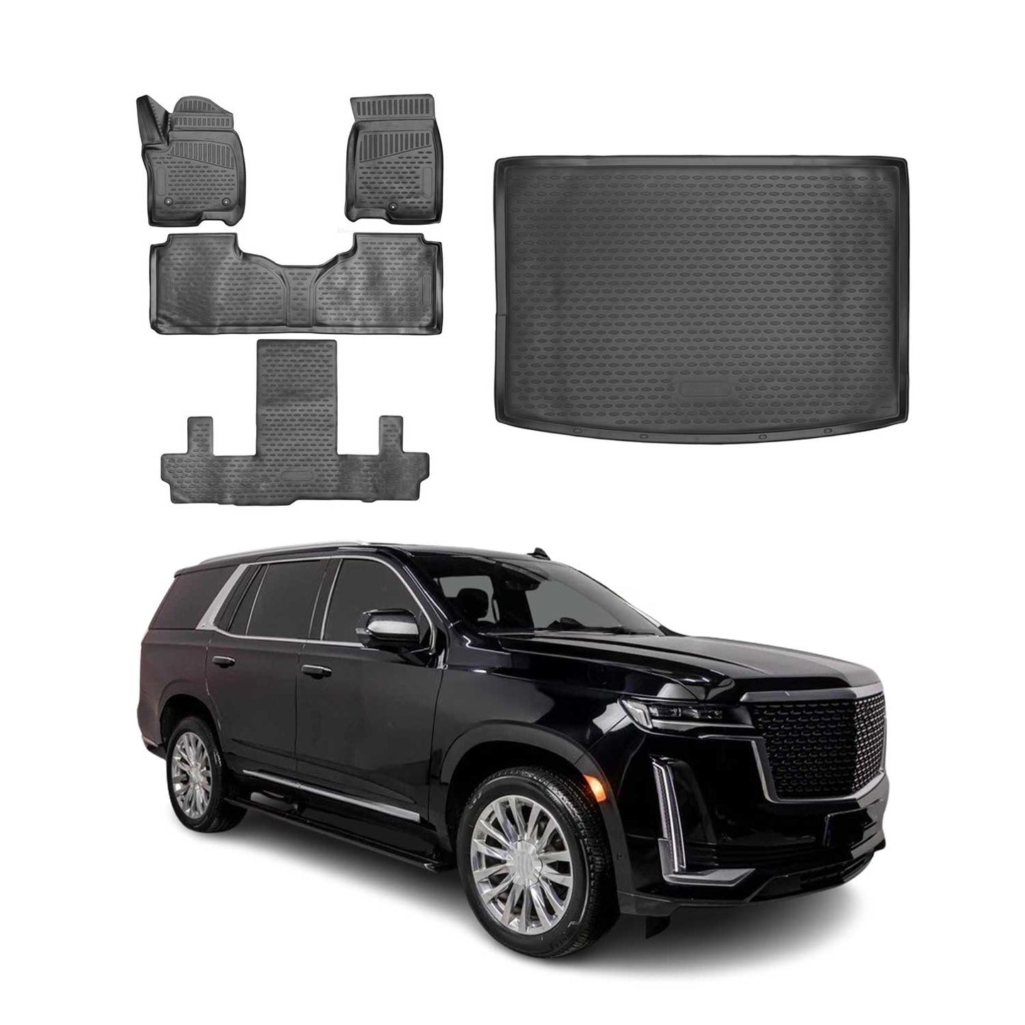 2021-2026 Cadillac Escalade ESV Floor Mats & Cargo Liner Full Set Black