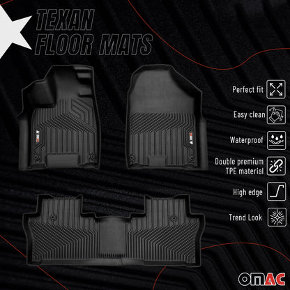 2019-2026 Honda Passport Premium Floor Mats Liners First and Second Row Set Black
