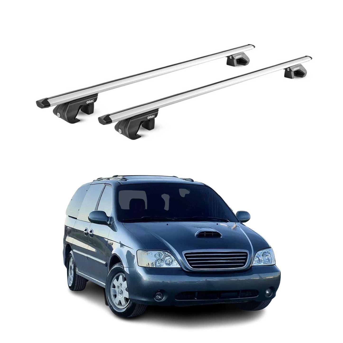 1999-2006 Kia Sedona Roof Rack Cross Bars Silver