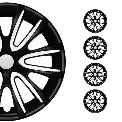 Bicolo Hub Caps Wheel Cover 14" Black Matt & White Full Set 4 pcs.