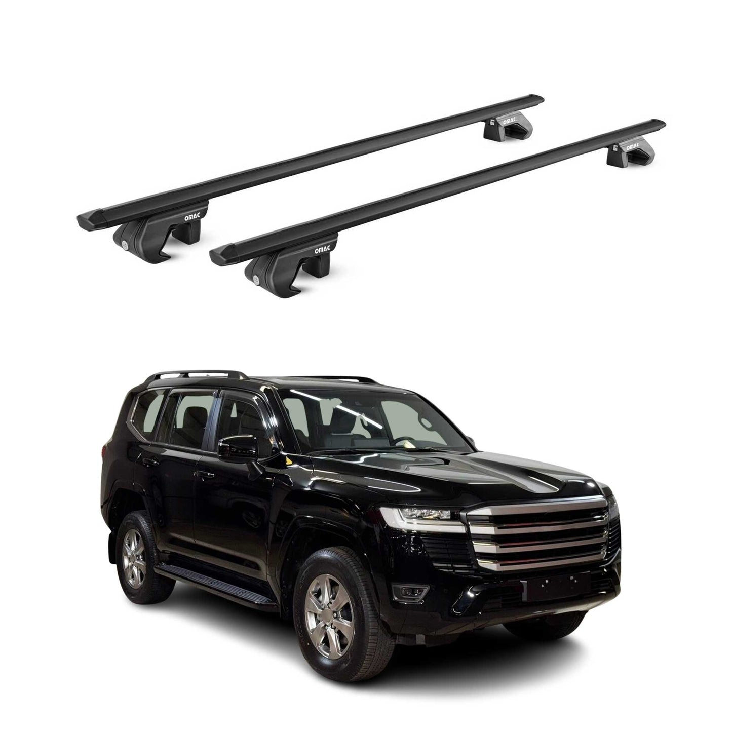 Roof Rack Cross Bars Luggage Carrier for Toyota Land Cruiser 2024-2026 Black 2x
