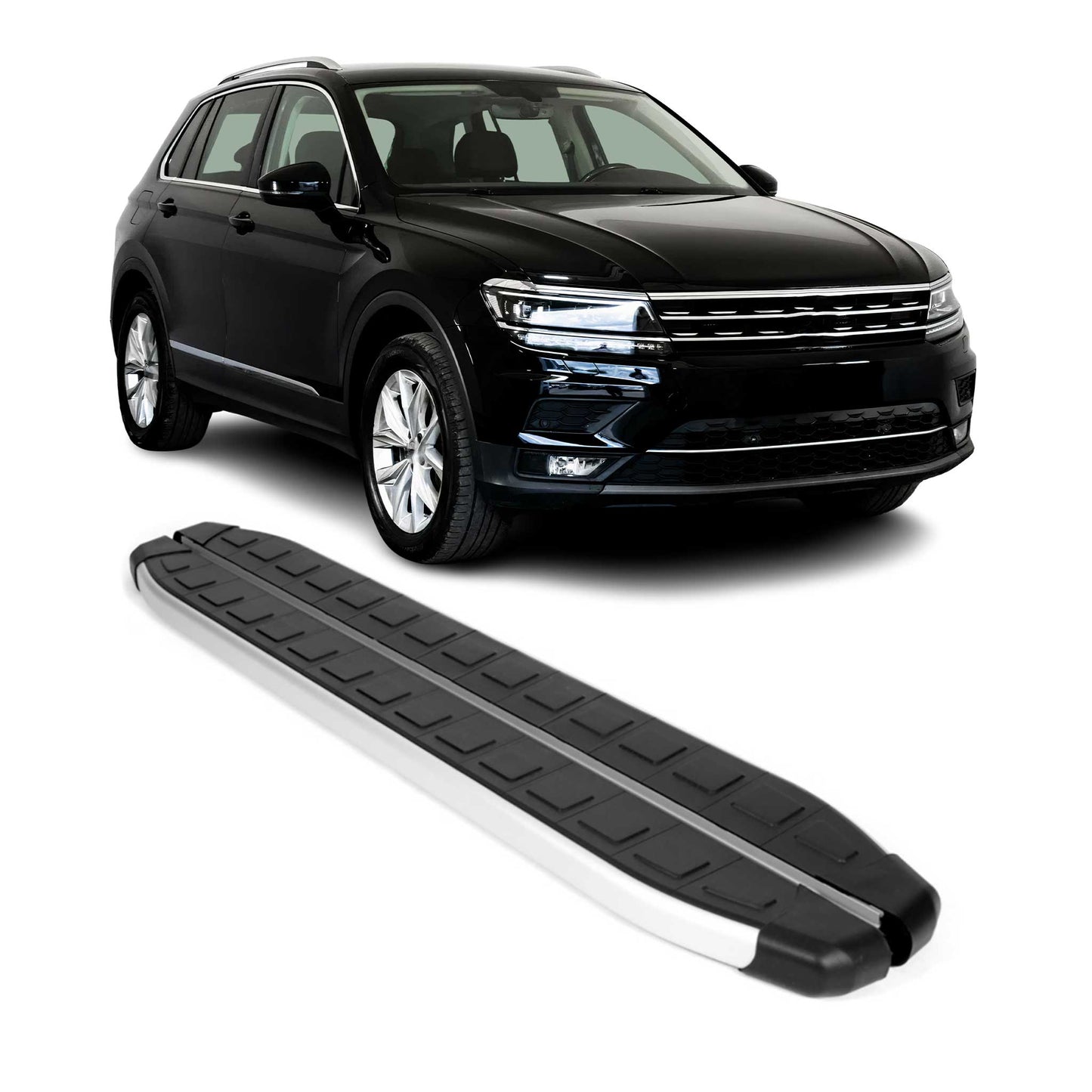 2018-2023 VW Tiguan 2.gen Running Boards Side Steps Silver & Black
