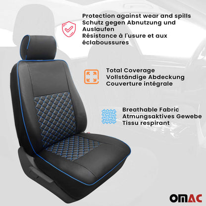 2006-2018 Mercedes Sprinter W906 Leather Custom fit Seat Cover Black Blue