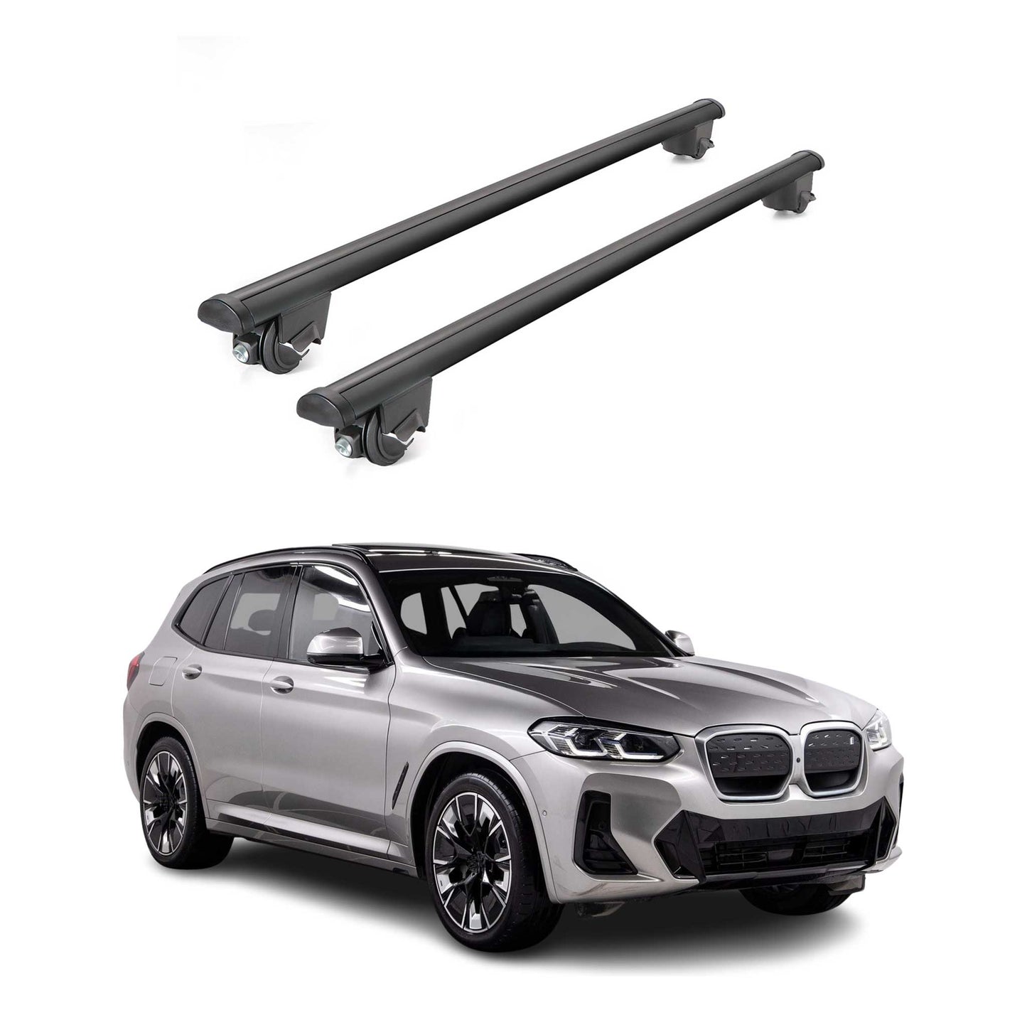 2021-2026 BMW iX3 G08 Roof Rack Cross Bars Luggage Lbs Black 2 Pcs