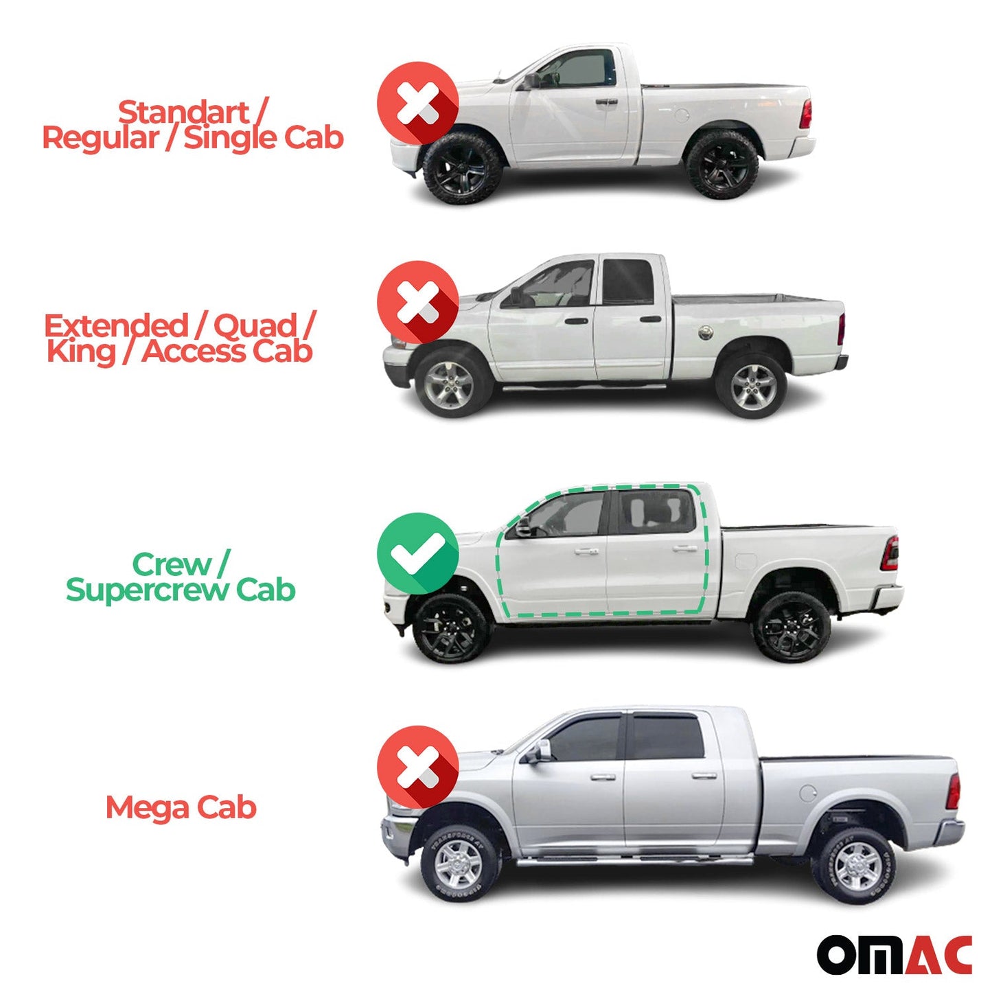 2005-2023 Toyota Tacoma Double Cab Nerf Bar Side Step Running Boards Alu 2x