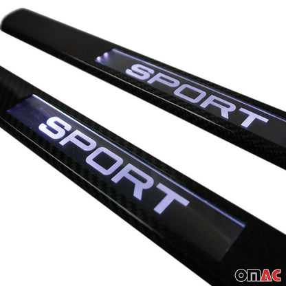 2011-2018 VW Jetta A6 Door Sill Scuff Plate Illuminated Carbon Fiber Black 2Pcs
