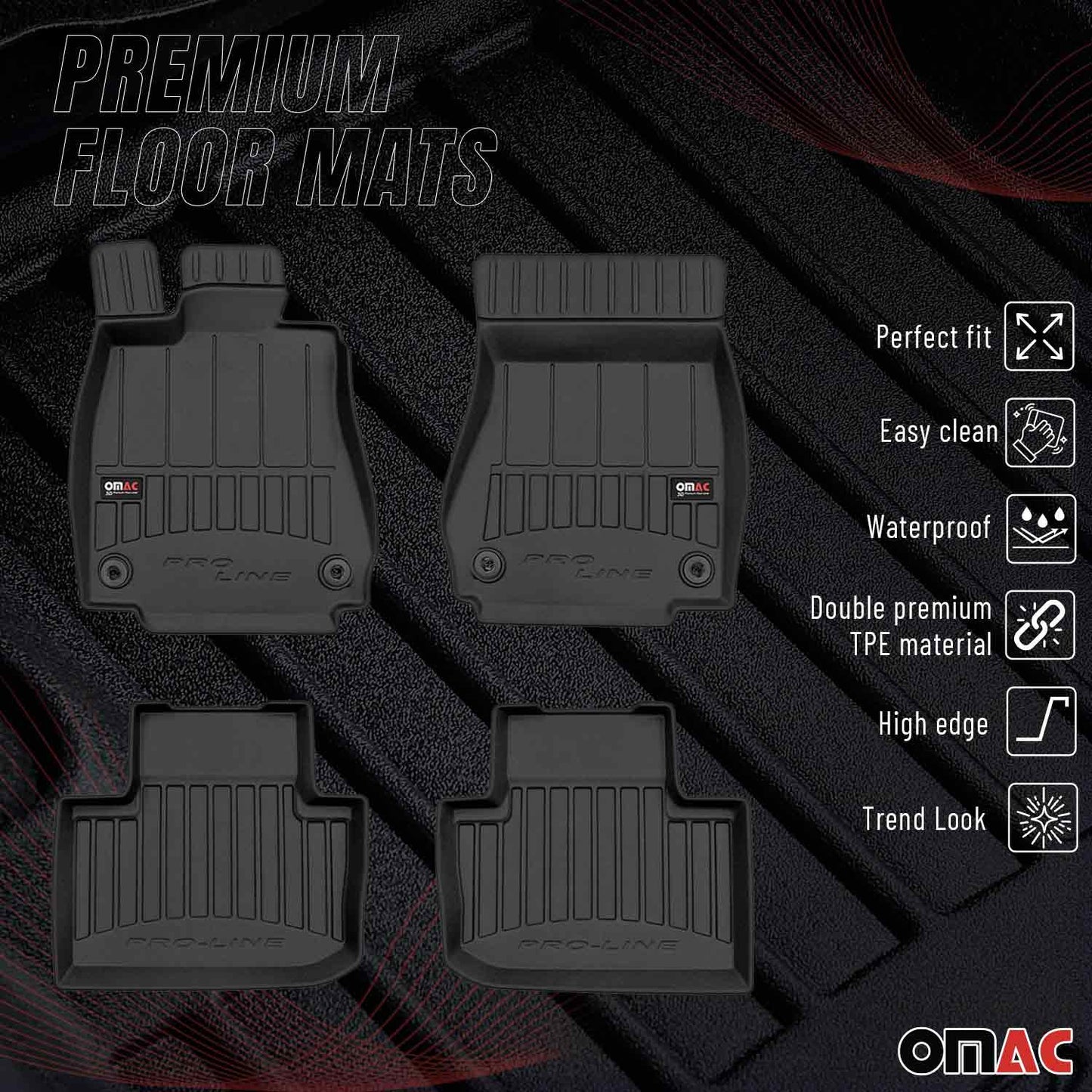 2014-2020 Lexus IS Sedan not fit AWD Premium Floor Mats Liners Full Set All Weather Heavy Duty