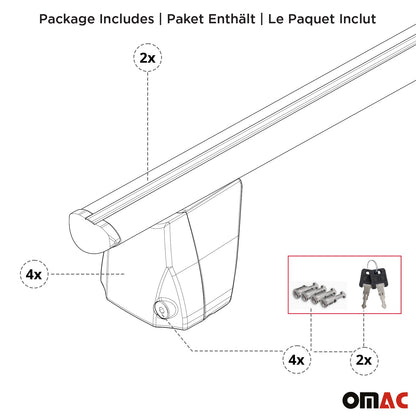2018-2020 Buick Regal Sportback Roof Rack Cross Bars Silver