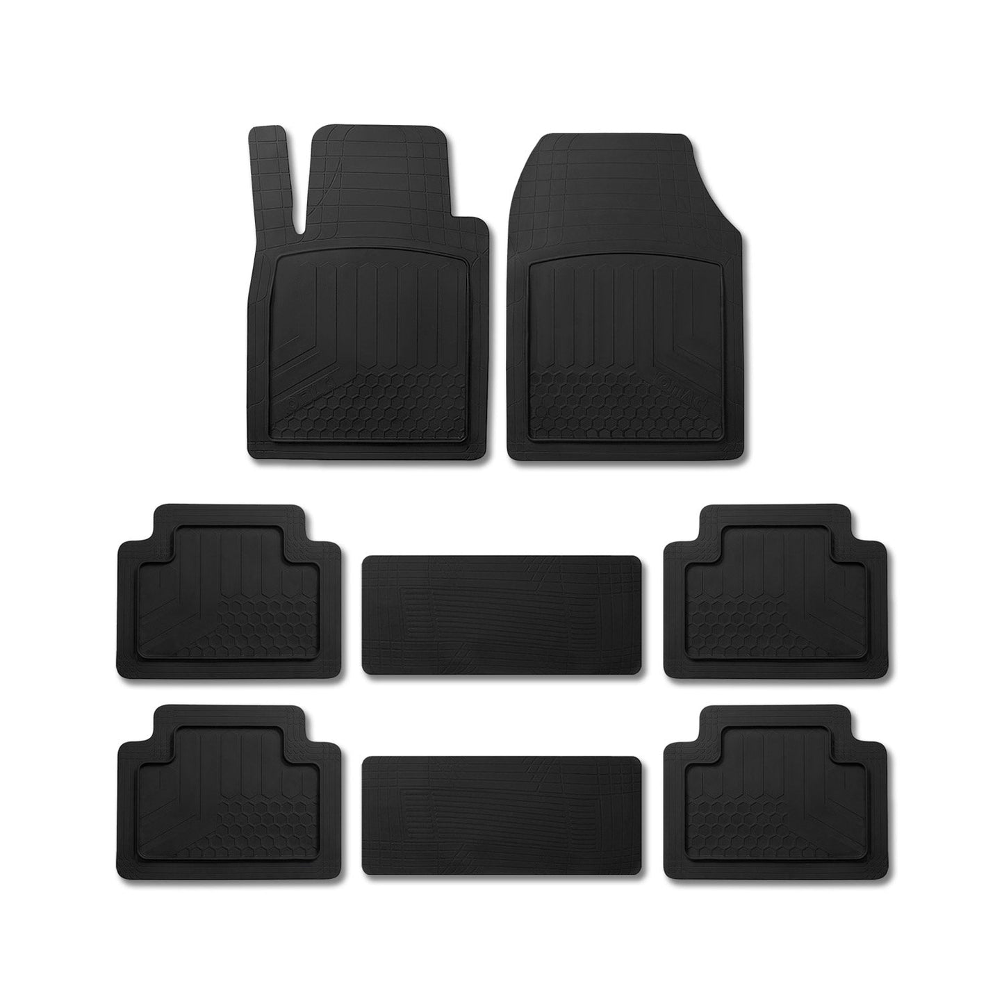 Floor Mats Liner 3-Row Car Universal Rubber Molded Protect 8+2 Pcs