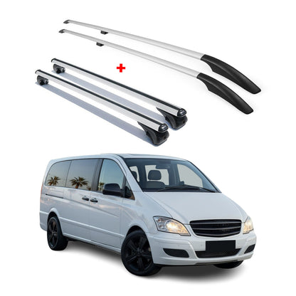 2016-2023 Mercedes Metris L2 MWB Roof Racks & Roof Rails Silver Set