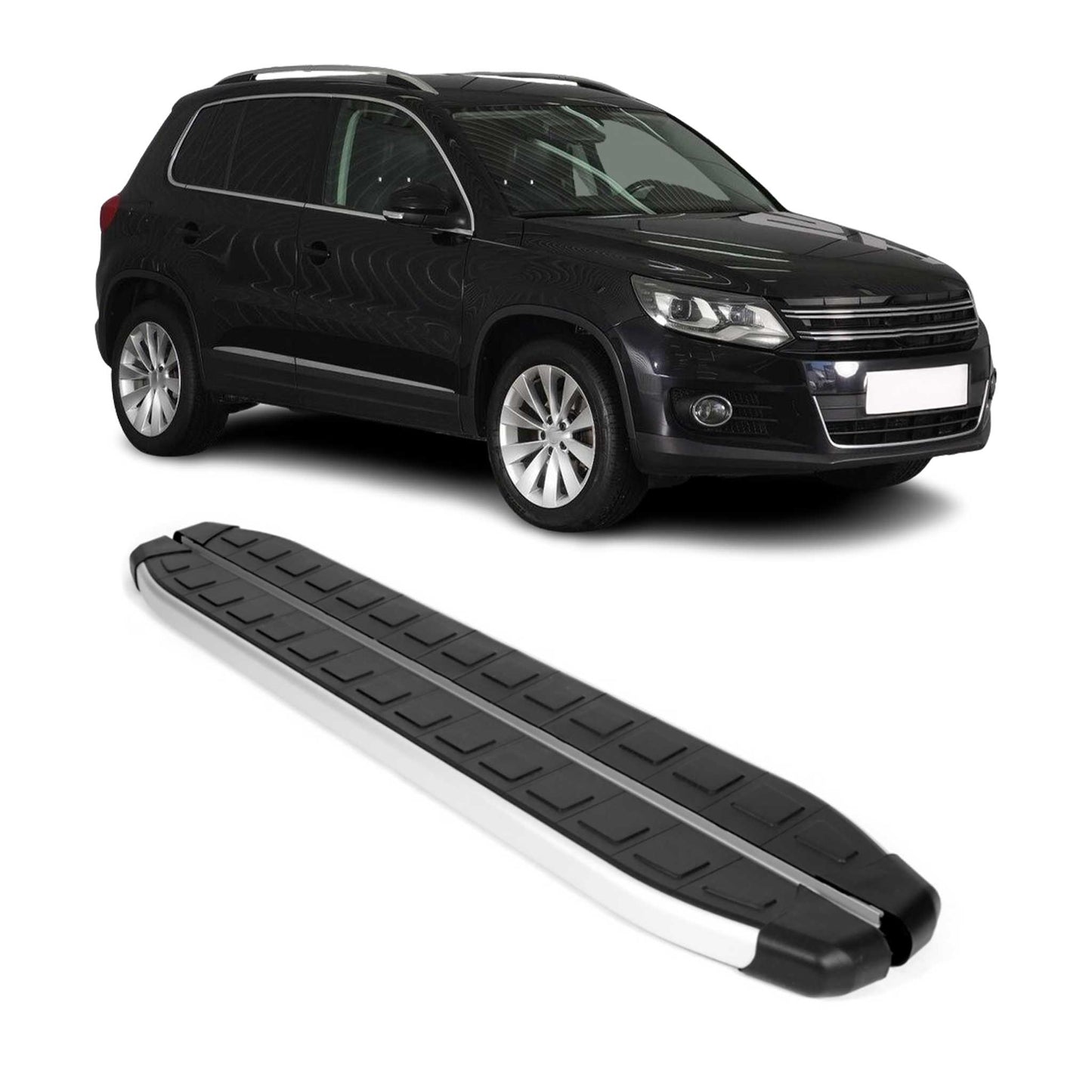 2009-2017 VW Tiguan Running Boards Side Steps Silver & Black