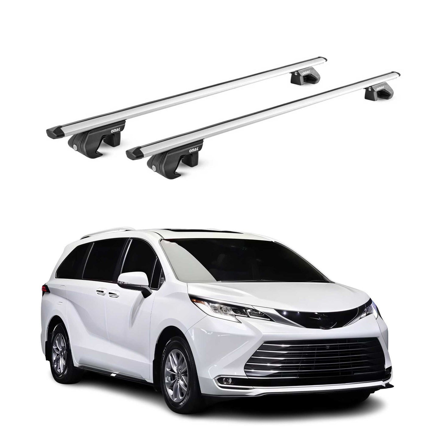 2021-2026 Toyota Sienna Roof Rack Cross Bars Silver Luggage Carrier 2 Pcs