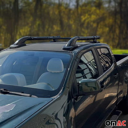2015-2022 Chevrolet Colorado II Top Roof Rack & Side Rails Black Alu 4Pcs