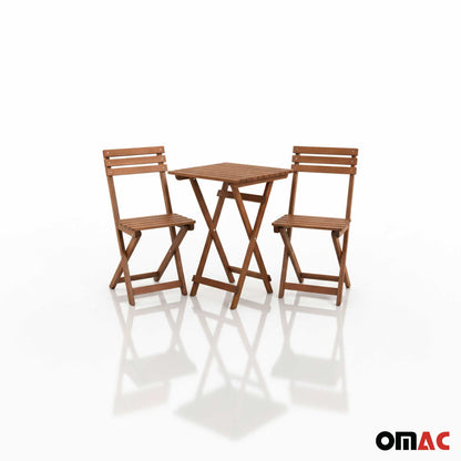 3Pcs Folding Wooden Bistro Set Dining Indoor Outdoor Furniture BBQ Picnic Party