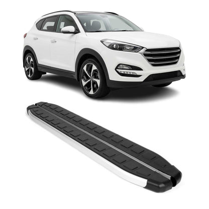 2016-2021 Hyundai Tucson Running Boards Side Steps Silver & Black