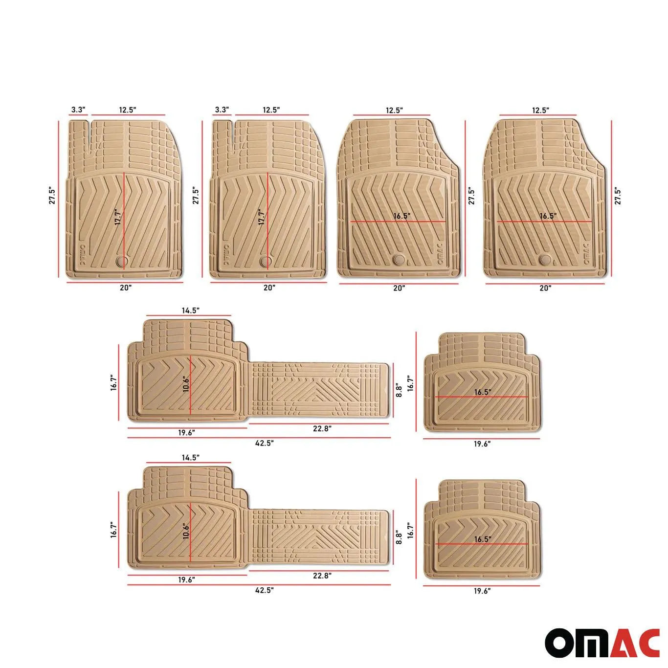 2006-2013 Mercedes R Class W251 Universal Floor Mats Liner TPE Beige 6Pcs