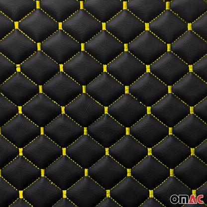 Embossed Black Faux Leather Lining Yellow Diamond Stitch Car Upholstery 55x39"