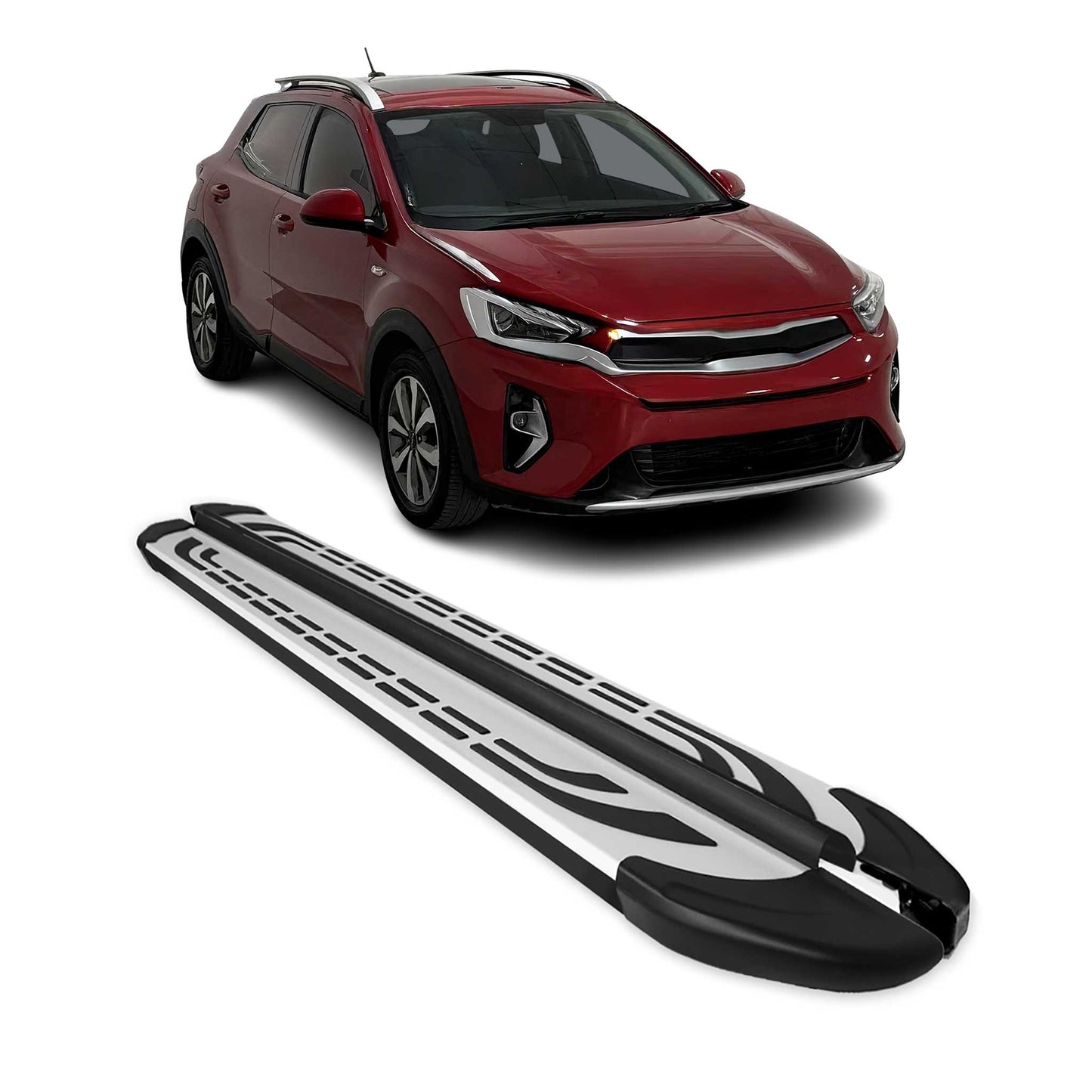 2020-2025 Kia Telluride 1.gen Nerf Bar Side Step Running Silver Board Silver Black 2 Pcs