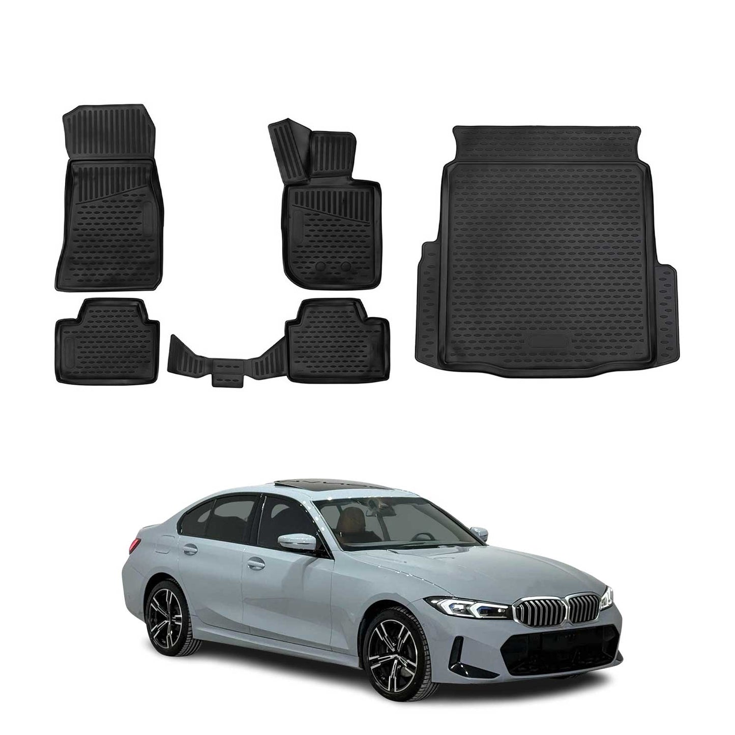 2021-2026 BMW 3 Series G20 Sedan 2019-2026 / M3 G80 Floor Mats & Cargo Liner Full Set All Weather Black