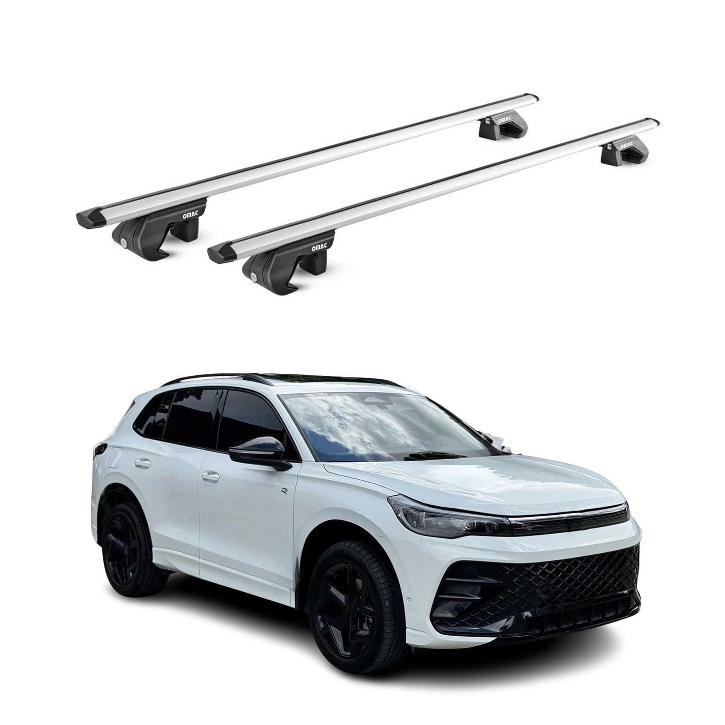 2025-2026 VW Tiguan Roof Rack Cross Bars Luggage Carrier Alu Silver 2x